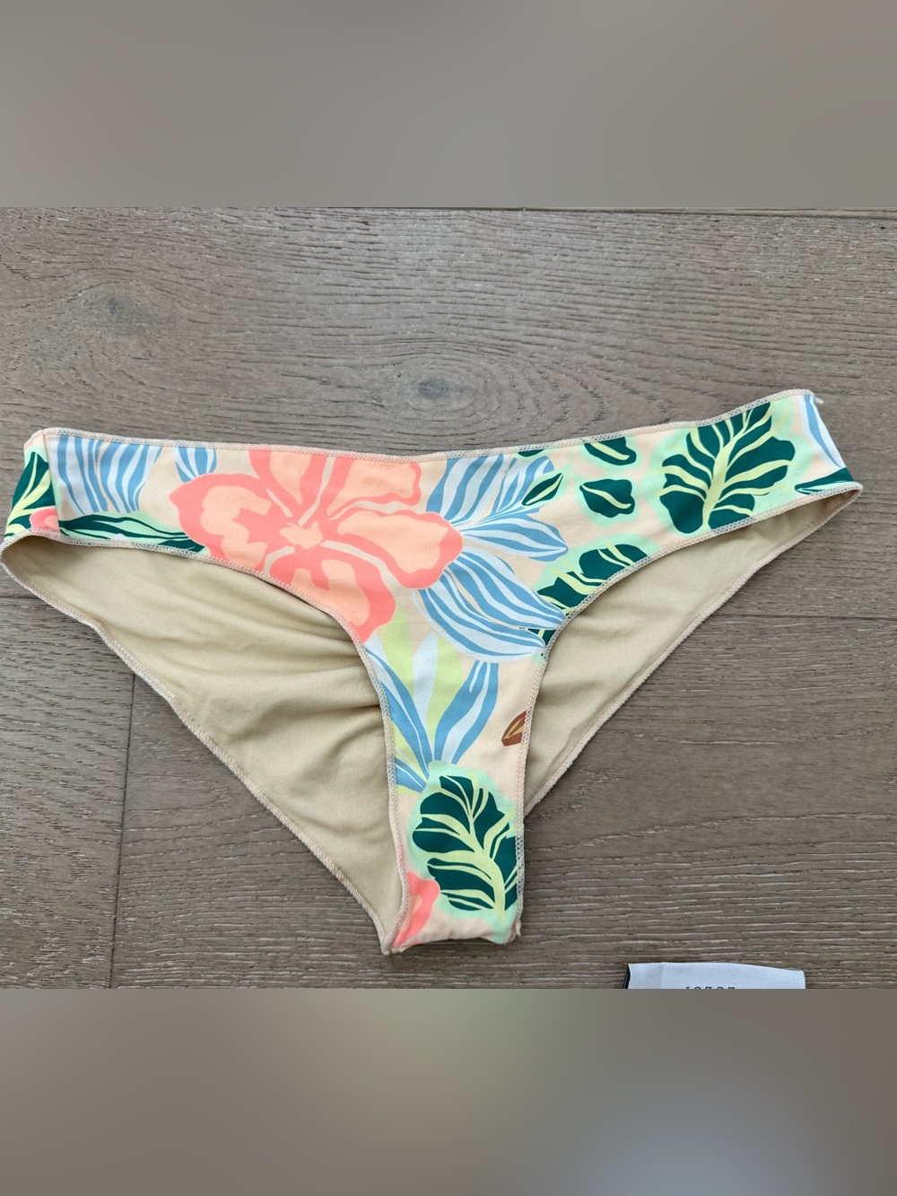 Rip Curl Cream Bikini Bottom with Tropical Trim
